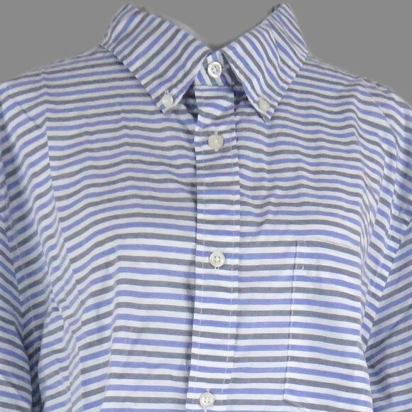 NWT Gap Lived-In Men's Long Sleeve Blue & White Gray Dress Shirt Size XL (C1976) - Picture 1 of 8